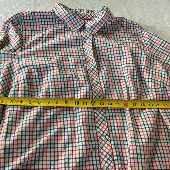 TALBOTS-white/blue/pink checked 100% cotton button-up tunic Women Size 3x - Picture 6 of 10